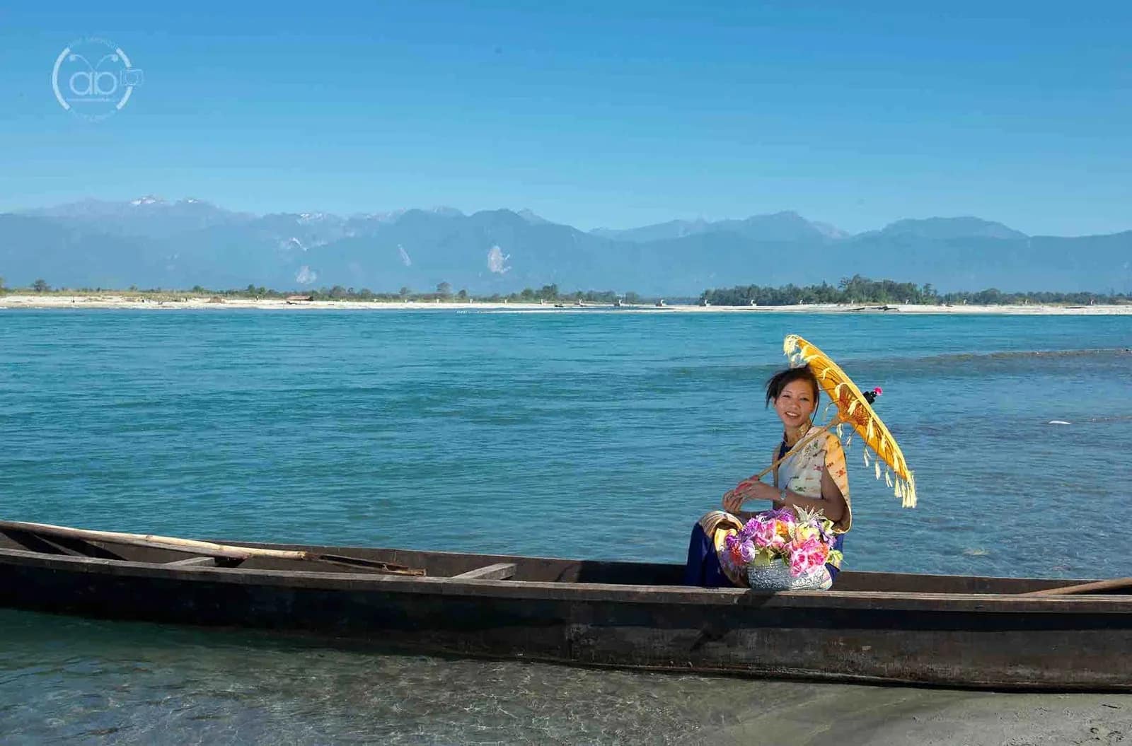 Tai-Khampti girl crossing river Lohit